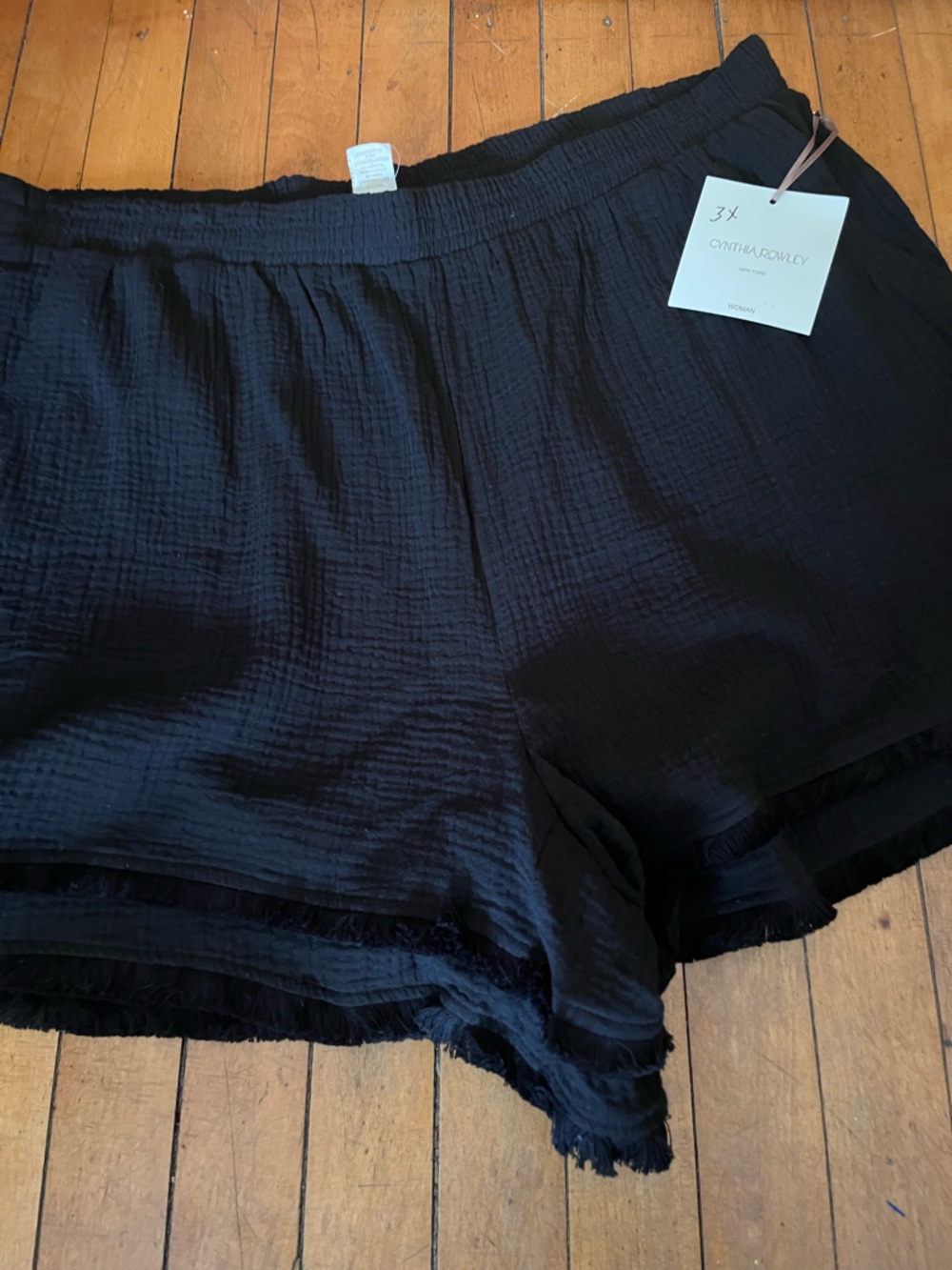 Cynthia Rowley Black High-Waist cotton gauze Shorts